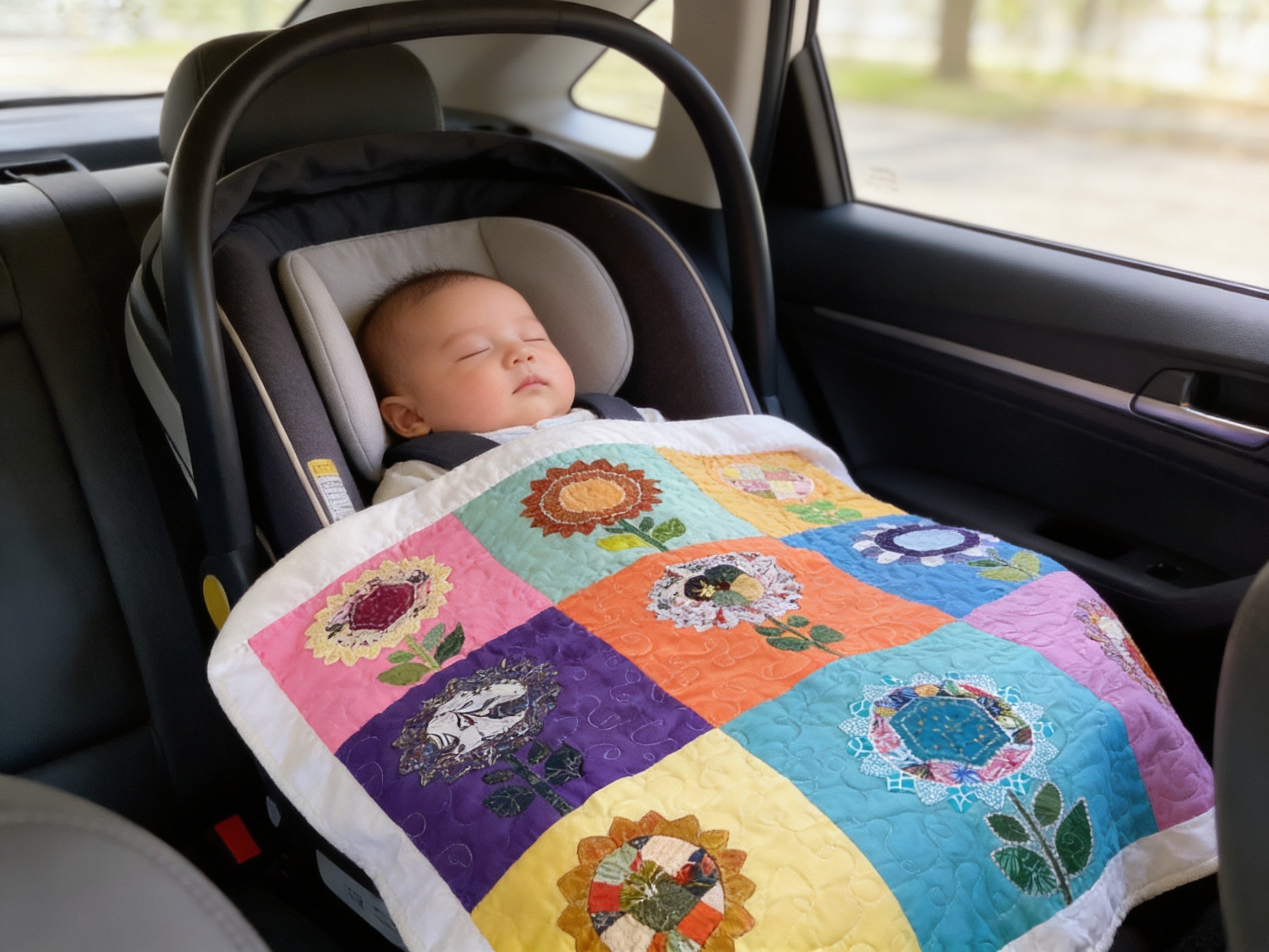 Handmade Appliqué Flower Quilt – Vibrant Rainbow Floral Throw Blanket baby quilt blanket  comforter bedspread nursey decor gift idea
