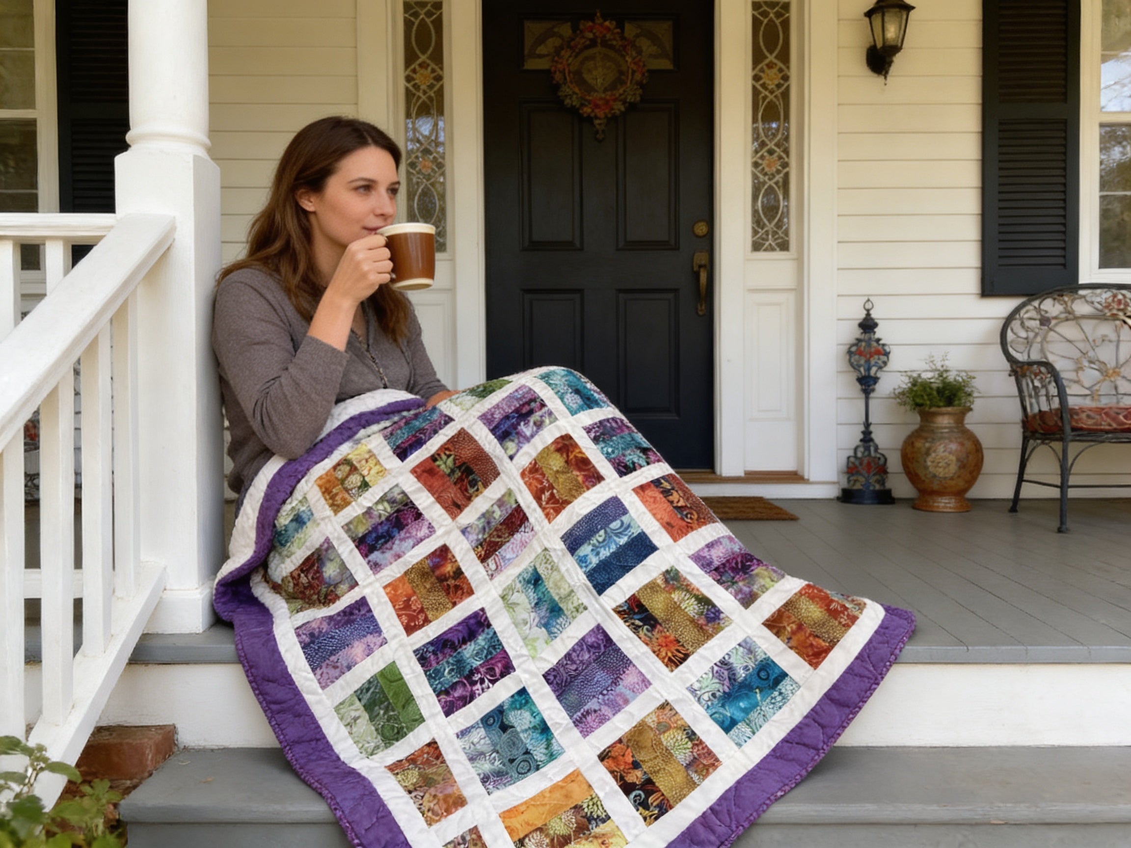 Handmade Rainbow Boho Quilt – Personalized Cotton Quilt Gift – Lap Quilt baby blanket baby shower gift new born nursery decor bedspread