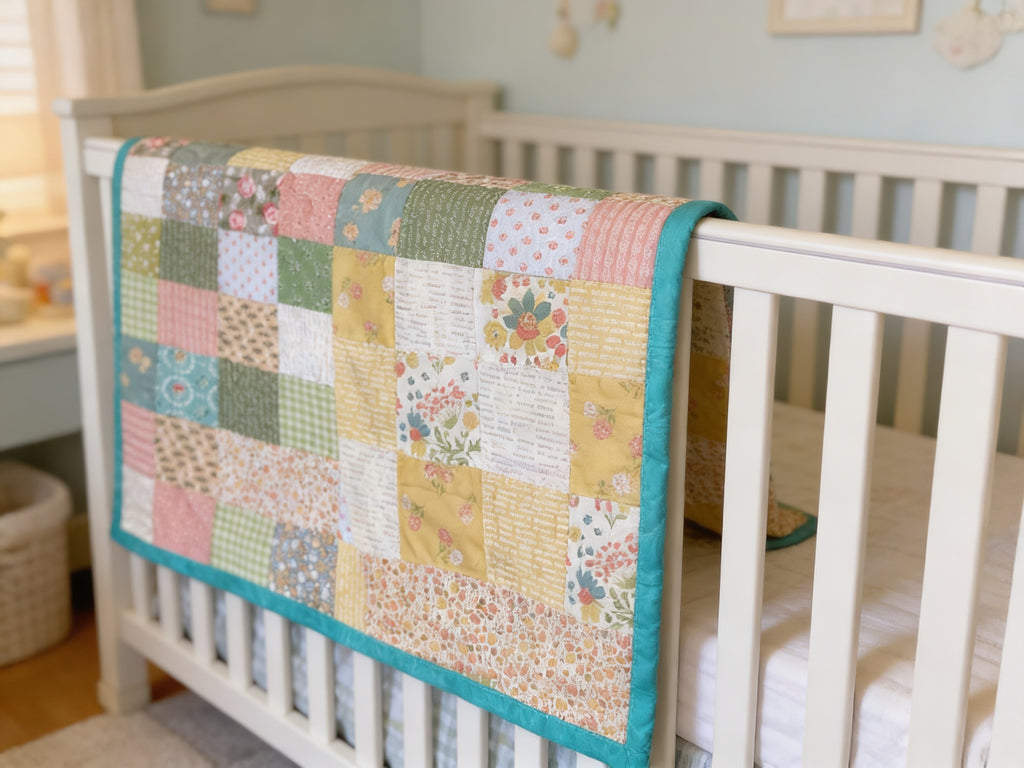 Handmade Soft Tone Baby Blanket Lap Quilt Lap Quilt baby blanket baby shower gift new born nursery decor bedspread