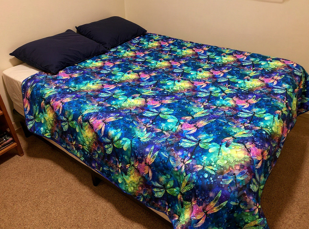 A One-of-a-Kind Butterfly & Dragonfly Reversible Heirloom Quilt comforter bedspread duvet cover throw blanket