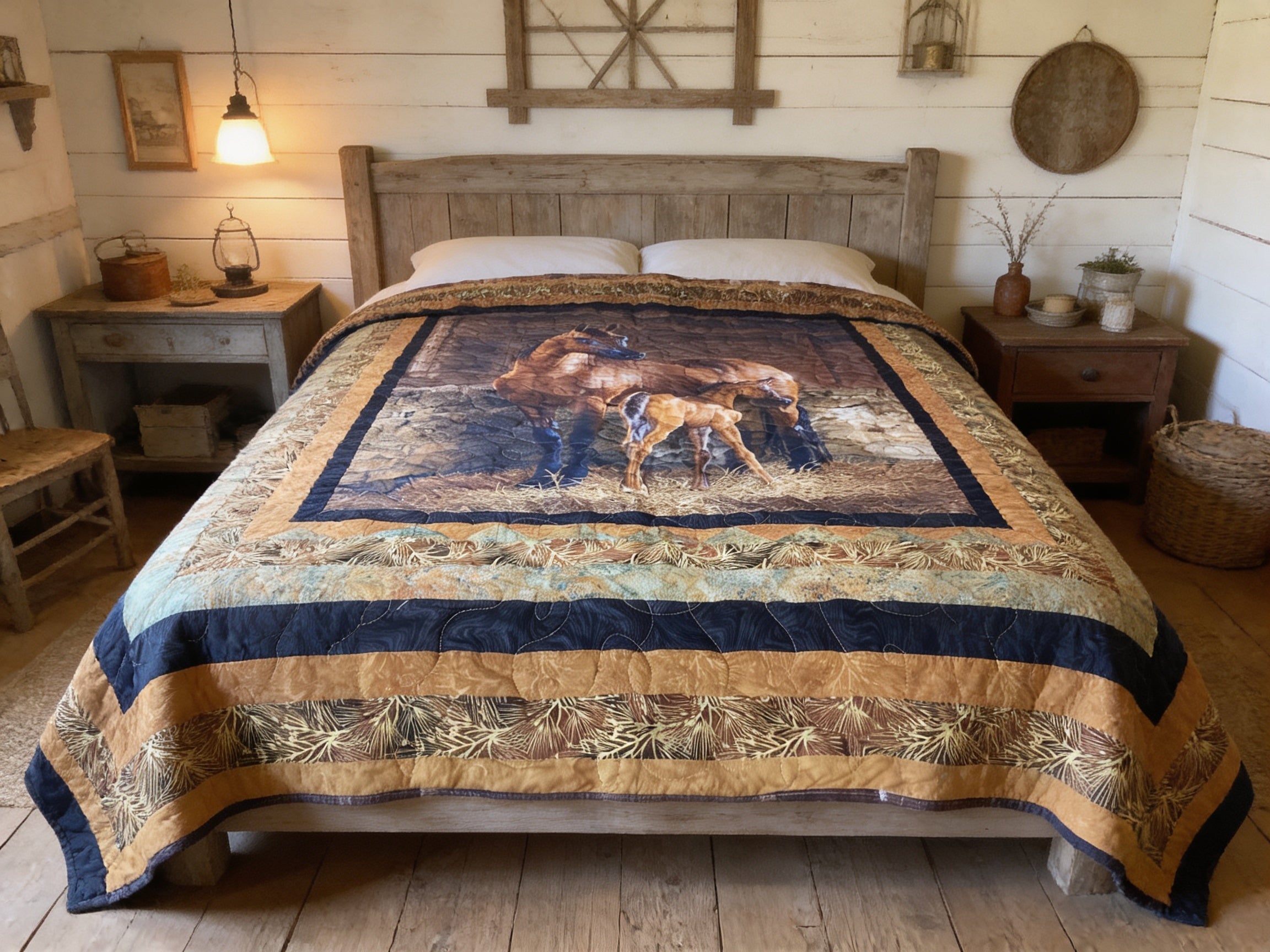 Whispering Equine Harmony Quilt – Handmade Full/ throw Blanket  comforter bedspread duvet cover throw blanket