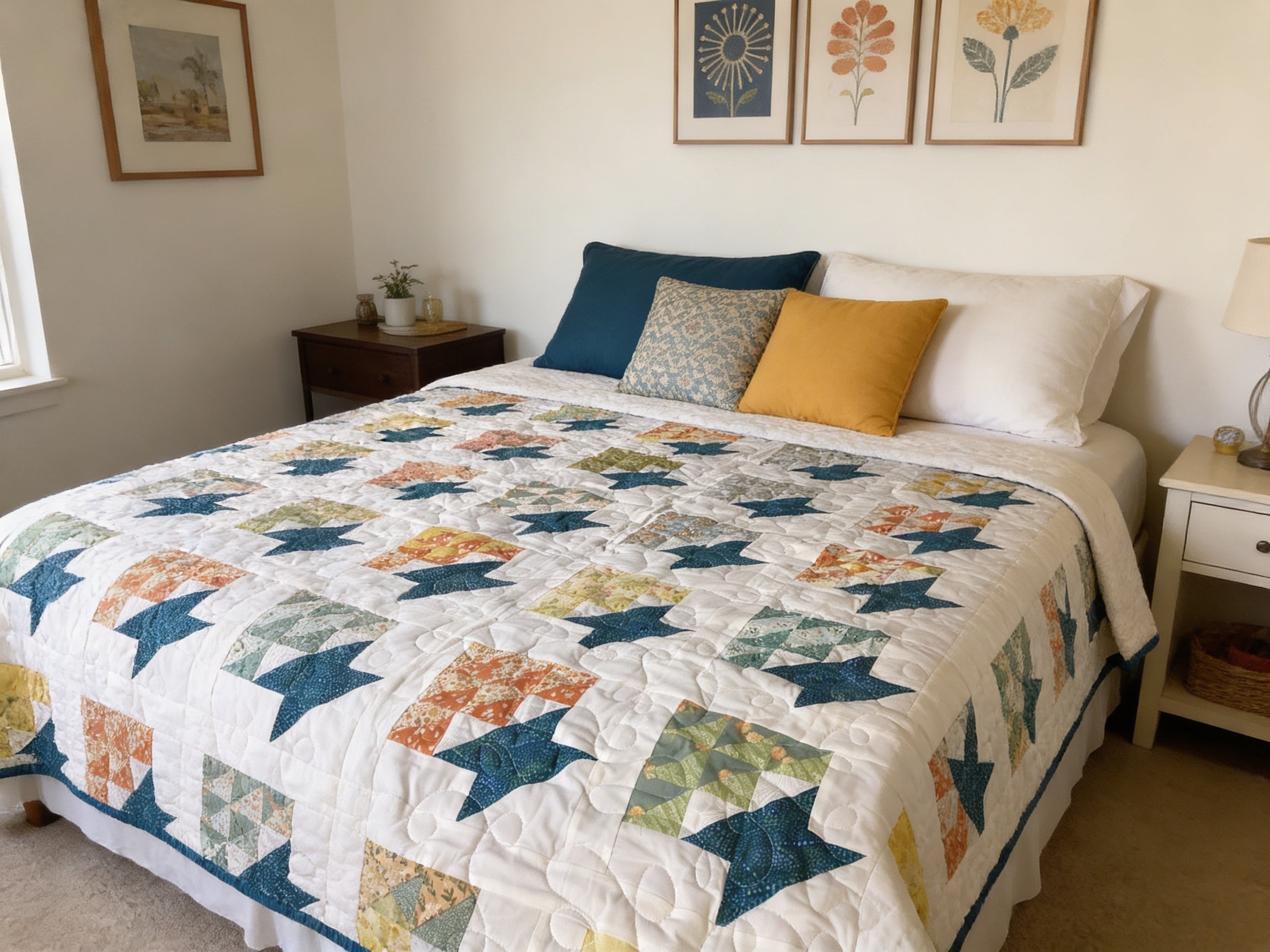 Handmade Modern Twin Quilt - Teal Reversible Bedding - Cozy Home Decor Gift  comforter bedspread gift idea