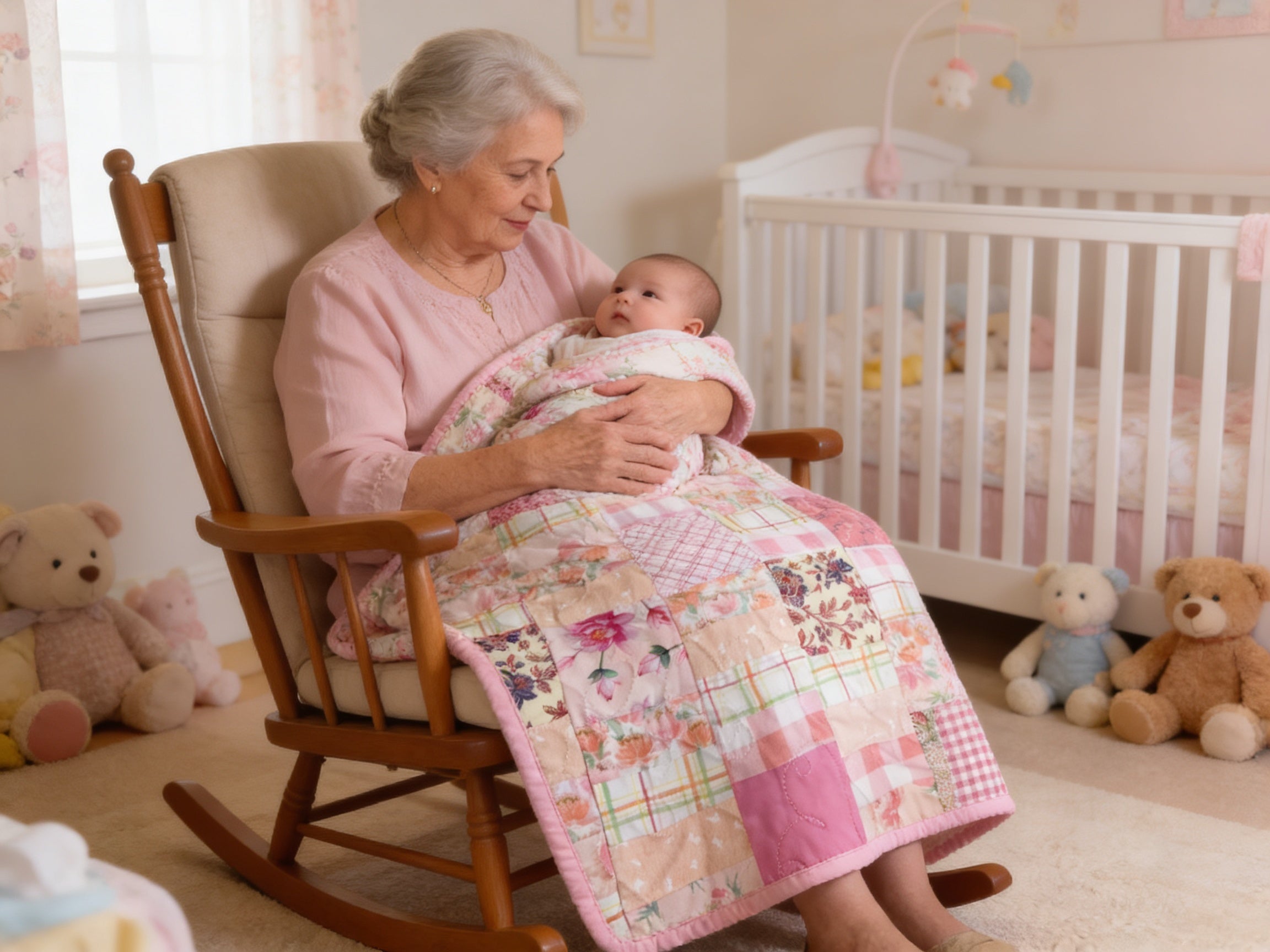 Handmade Shades of Pink Twin or Throw Quilt – One of a Kind Patchwork Blanket  comforter bedspread duvet cover