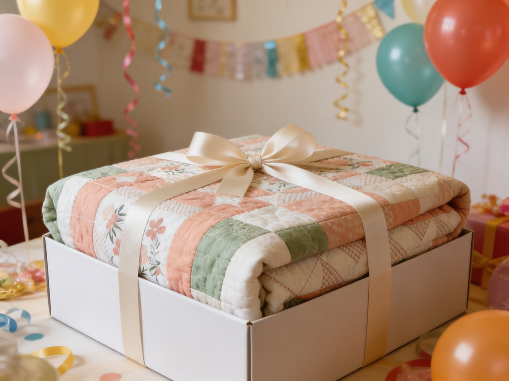 Peach & Green Floral King Quilt – Handmade Square in a Square Patchwork Blanket – Lightweight Heirloom Bedding – Cottage Farmhouse Gift
