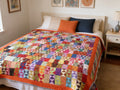 Rainbow Triangle Kaleidoscope Quilt - Queen Size Cotton Bedding  comforter bedspread duvet cover