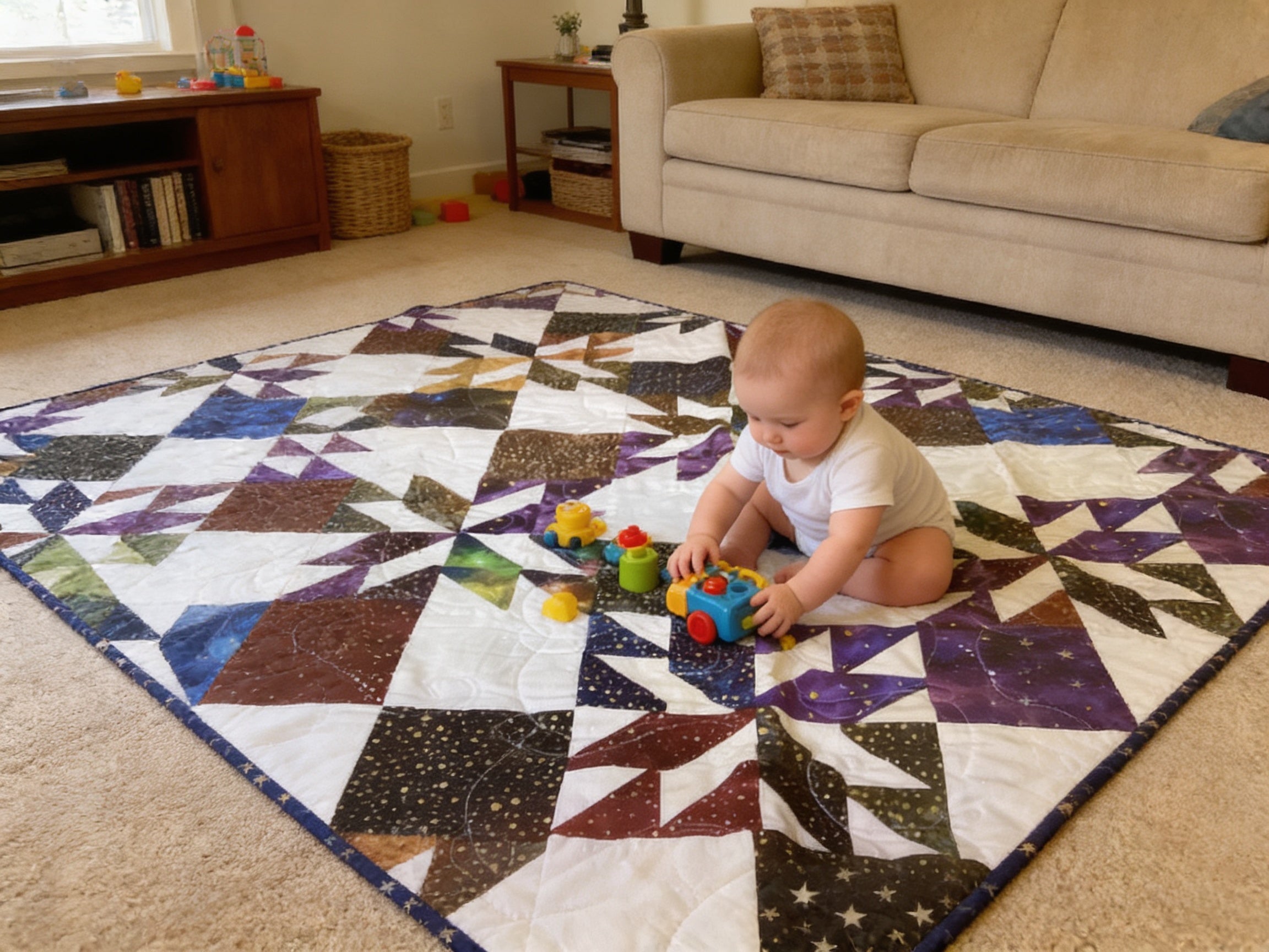 Cozy bursting star quilt blanket for twin bed dorm room Lap Quilt baby blanket baby shower gift new born nursery decor bedspread