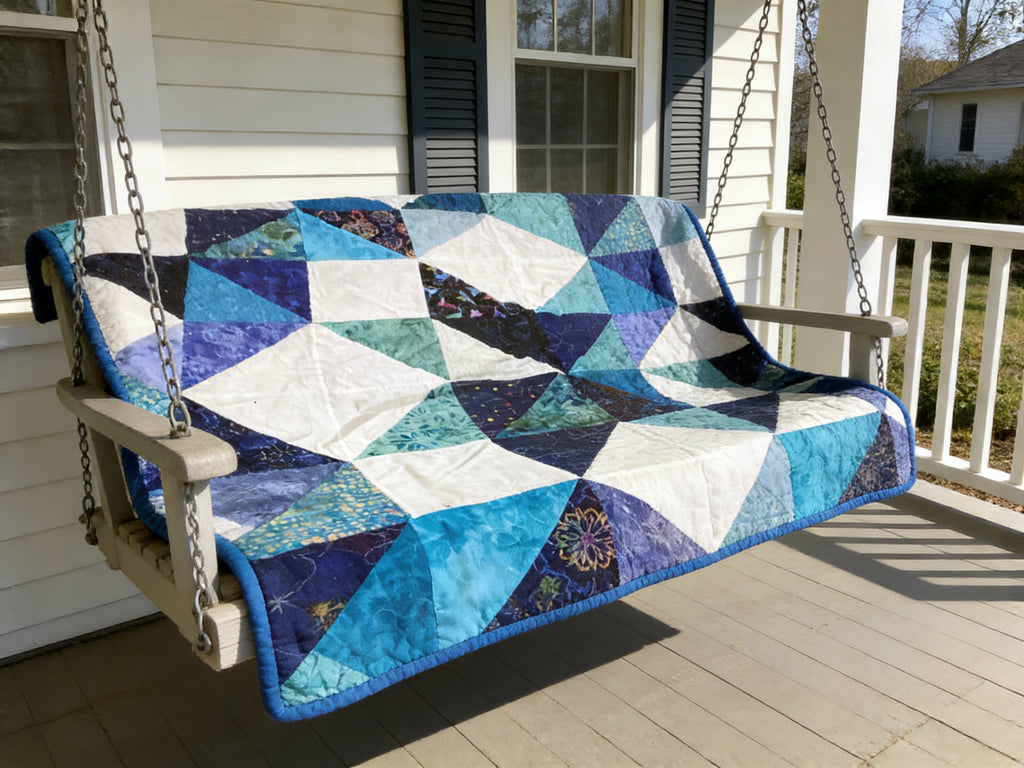 Azure Breeze Boho Quilt – Handmade Lightweight Summer Comfort"  comforter bedspread duvet cover