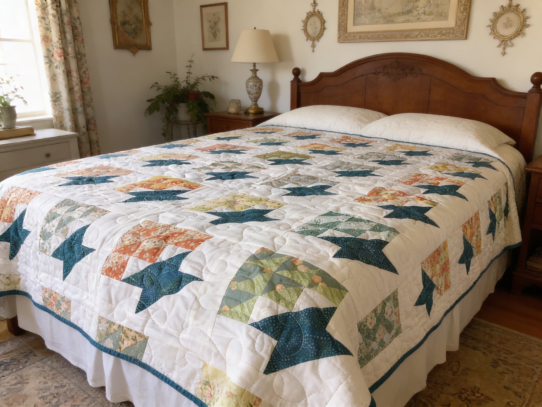 Handmade Modern Twin Quilt - Teal Reversible Bedding - Cozy Home Decor Gift  comforter bedspread gift idea