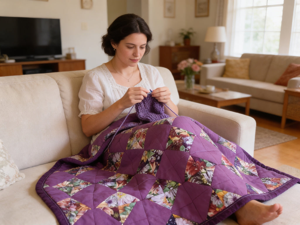 Handmade Purple Floral Lap Quilt – Baby Blanket – 38”x42 Lap Quilt baby blanket baby shower gift new born nursery decor bedspread