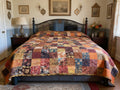 Handmade King Quilt – Earthy Brown Tones, Cotton Patchwork Bedspread