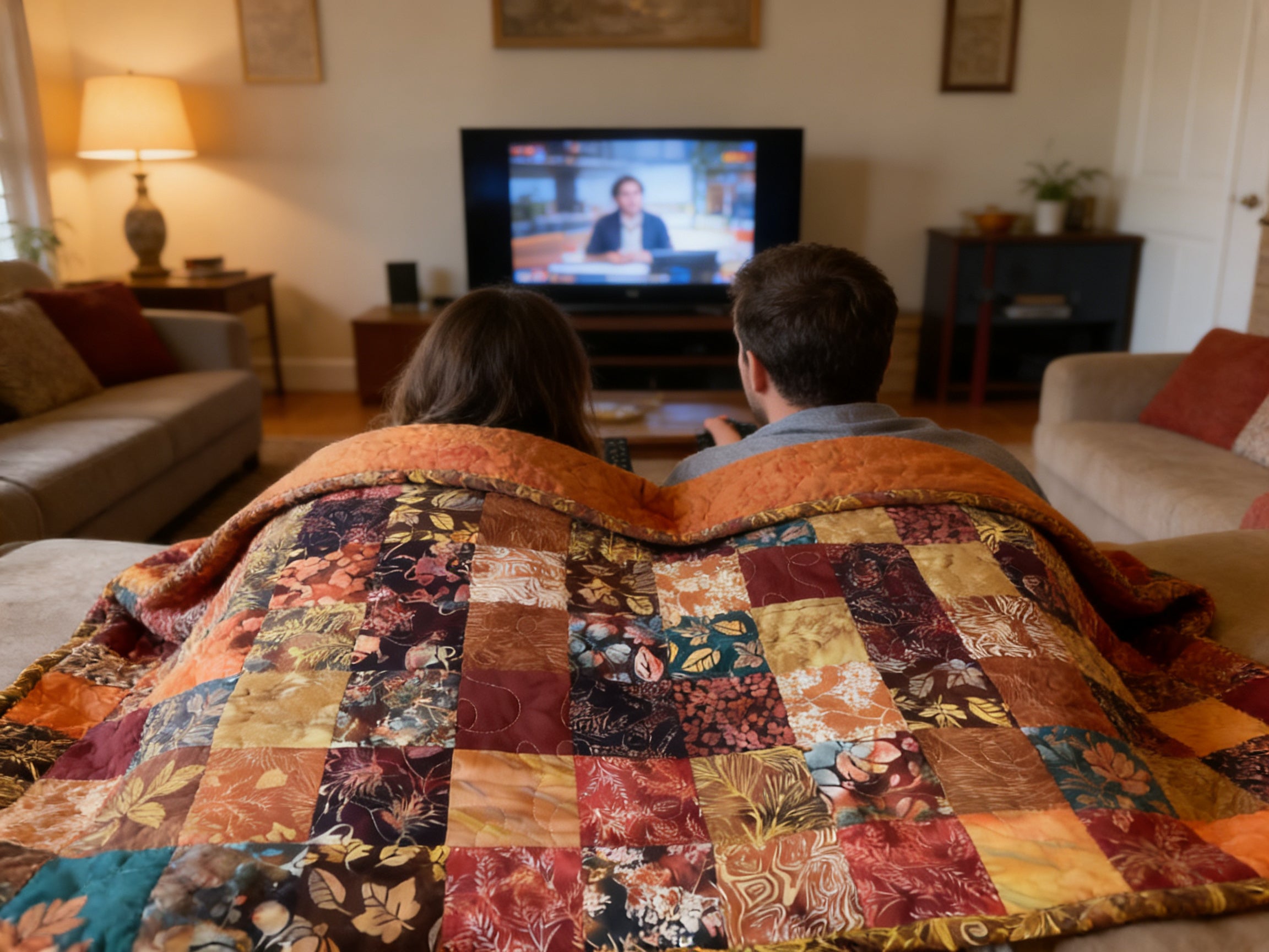 Handmade King Quilt – Earthy Brown Tones, Cotton Patchwork Bedspread