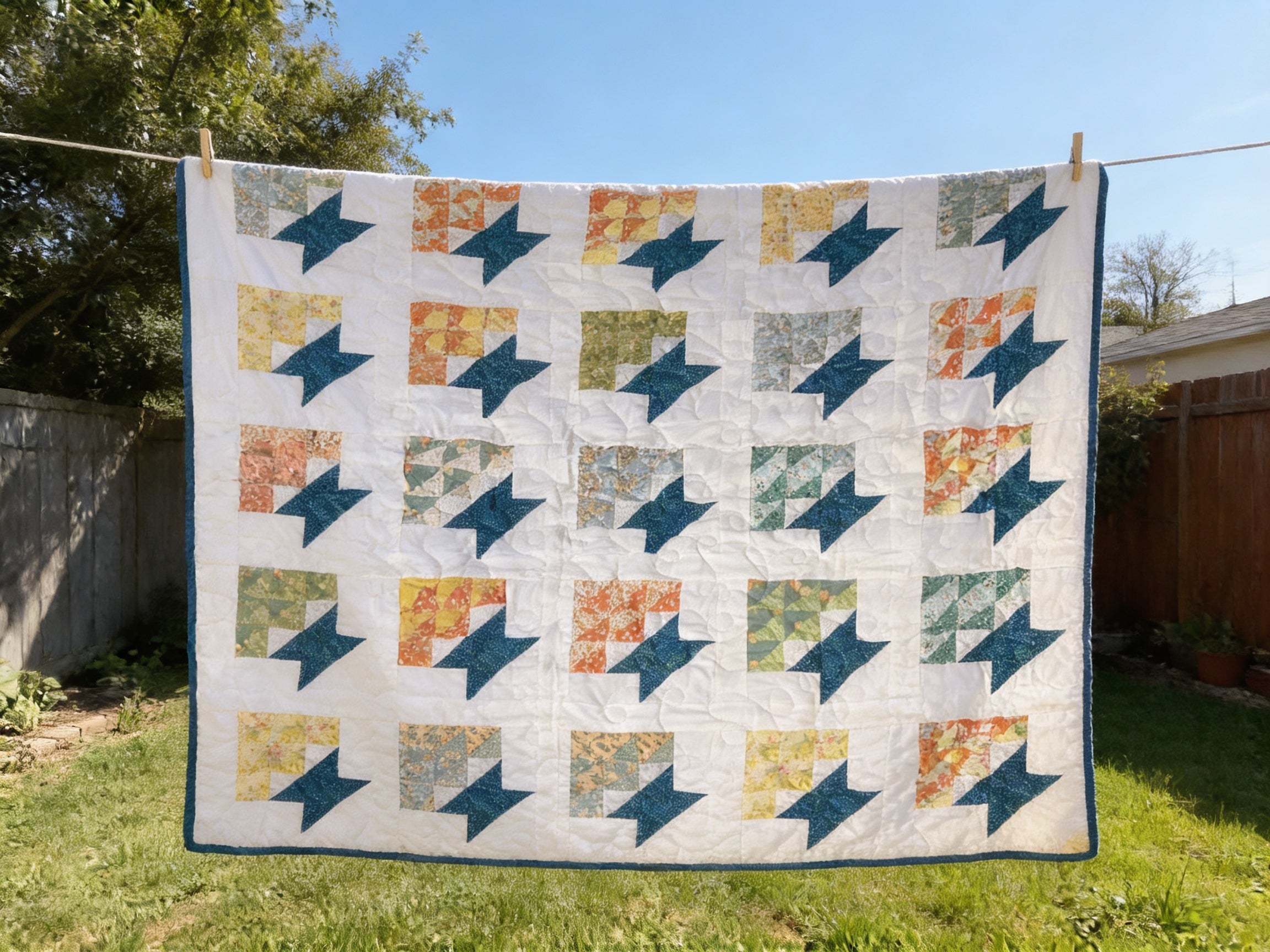 Handmade Modern Twin Quilt - Teal Reversible Bedding - Cozy Home Decor Gift  comforter bedspread gift idea