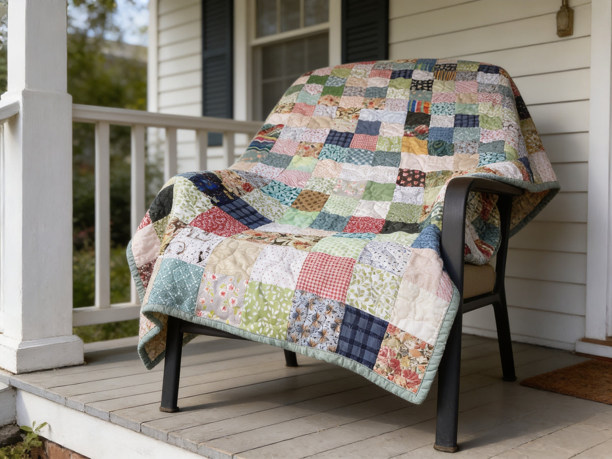 One-of-a-Kind Rainbow Scrappy King Quilt – Handmade Patchwork – Sage Green Reverse – Long Arm Quilted Masterpiece