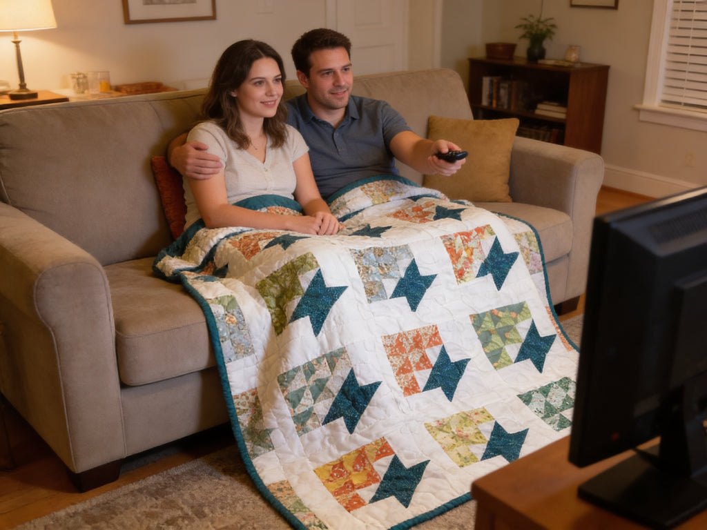 Handmade Modern Twin Quilt - Teal Reversible Bedding - Cozy Home Decor Gift  comforter bedspread gift idea