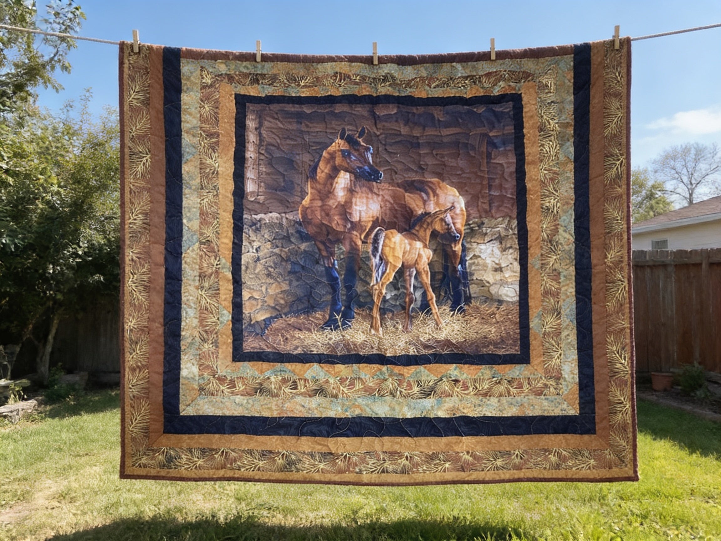 Whispering Equine Harmony Quilt – Handmade Full/ throw Blanket  comforter bedspread duvet cover throw blanket