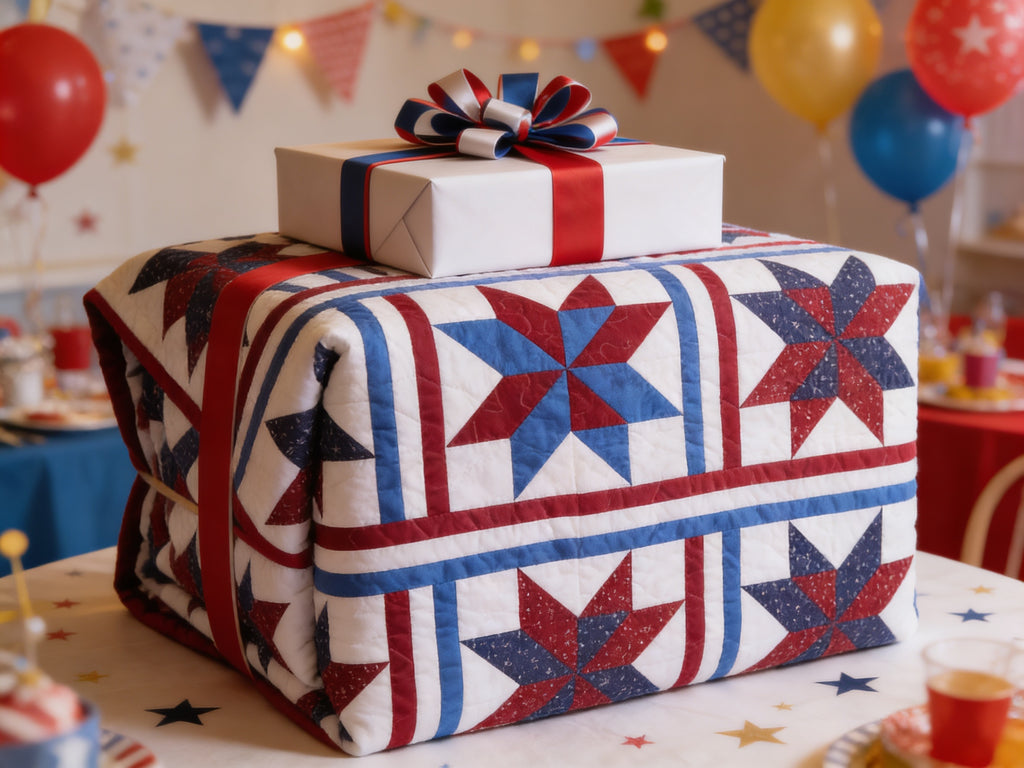 Personalized Star Quilt: Red, White & Blue Bedding  comforter bedspread gift idea