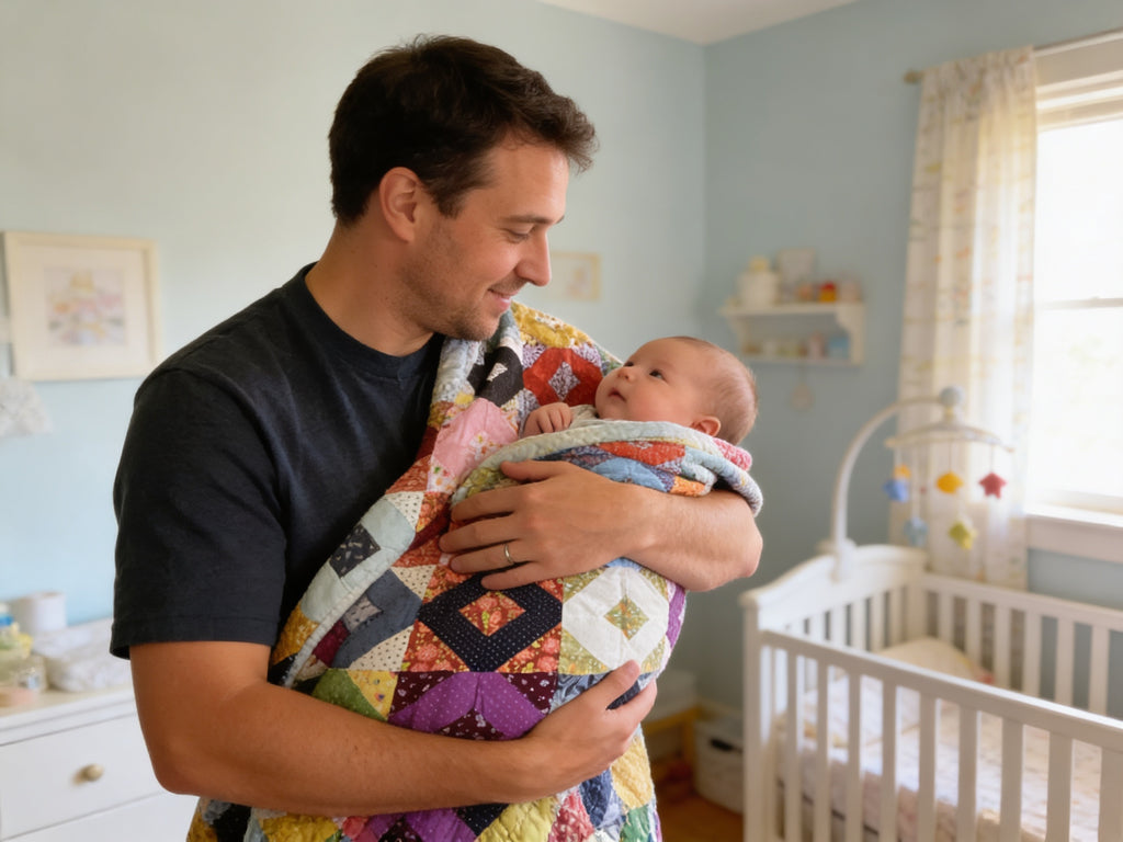 Handmade Rainbow Baby Quilt – Floral Diamond Patchwork Baby Blanket – 43x43 Baby Shower Gift – Cozy Lap Quilt – Machine Washable