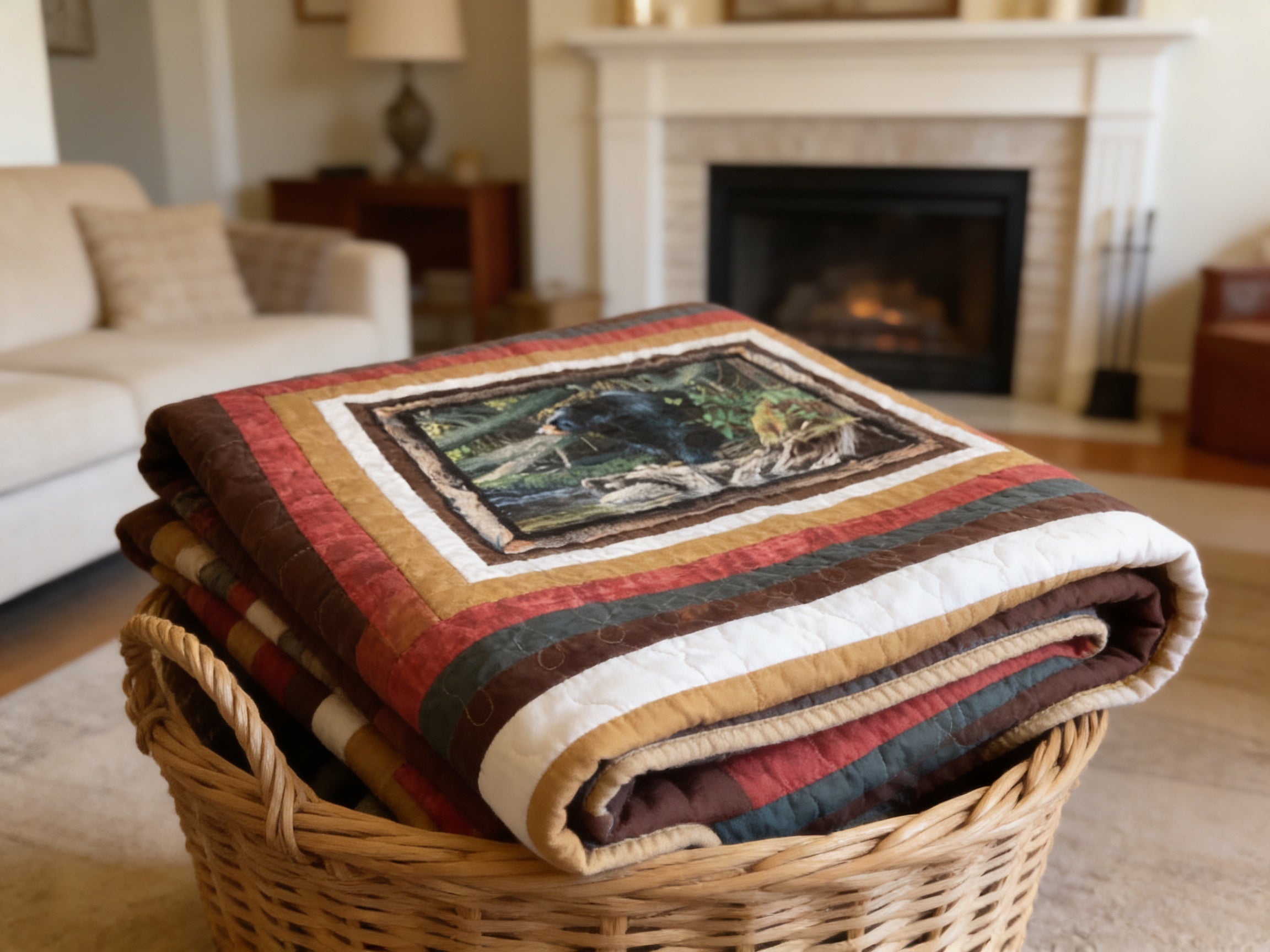 Bear Hugs Quilt & Pillow Set – Handcrafted Full/Queen Cotton Quilt for Cozy Nights" comforter bedspread duvet cover throw blanket