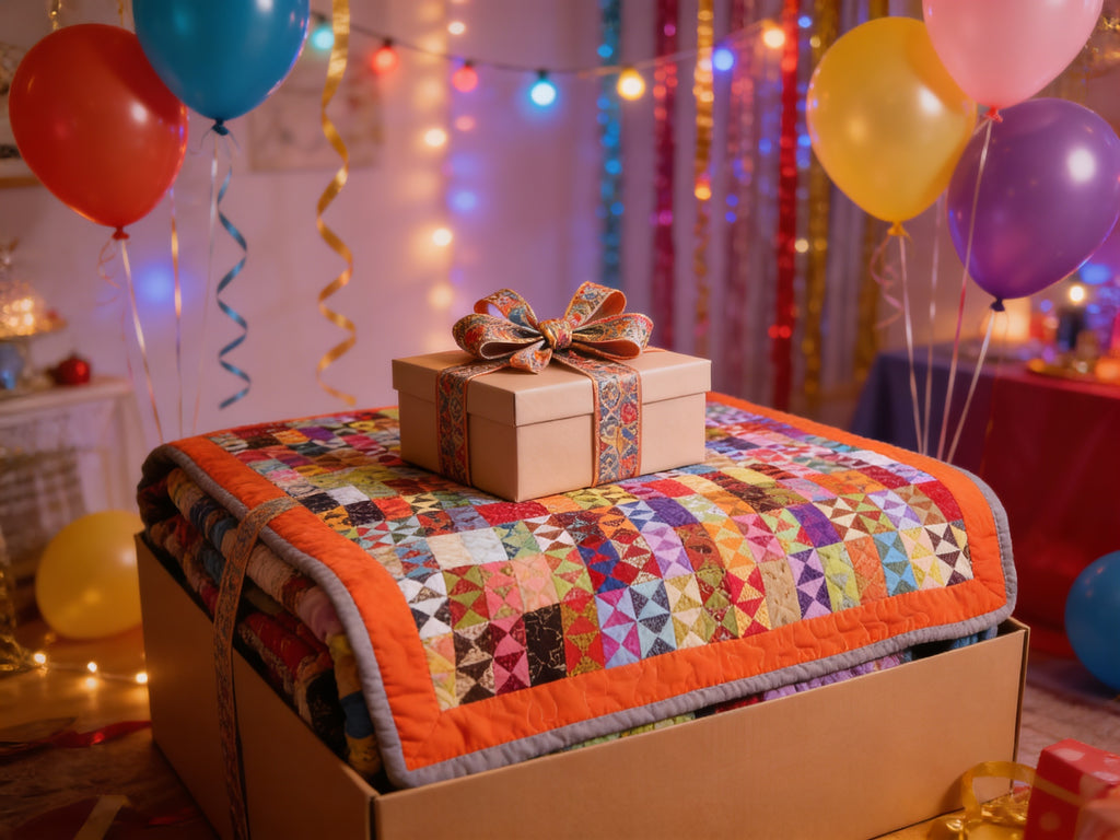 Rainbow Triangle Kaleidoscope Quilt - Queen Size Cotton Bedding  comforter bedspread duvet cover