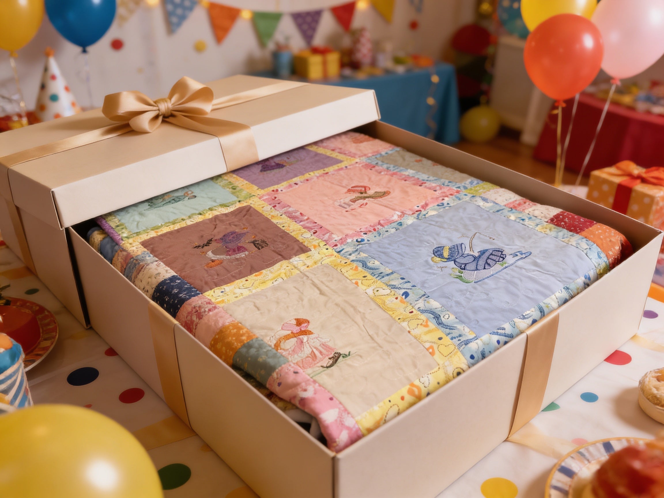 Handmade Little Bonnet Girl Quilt comforter bedspread duvet cover gift idea matching pillow