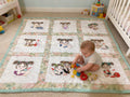 Handmade Embroidered Baby Girls Quilt Art – Colorful Nursery Decor – Baby Shower Gift Idea