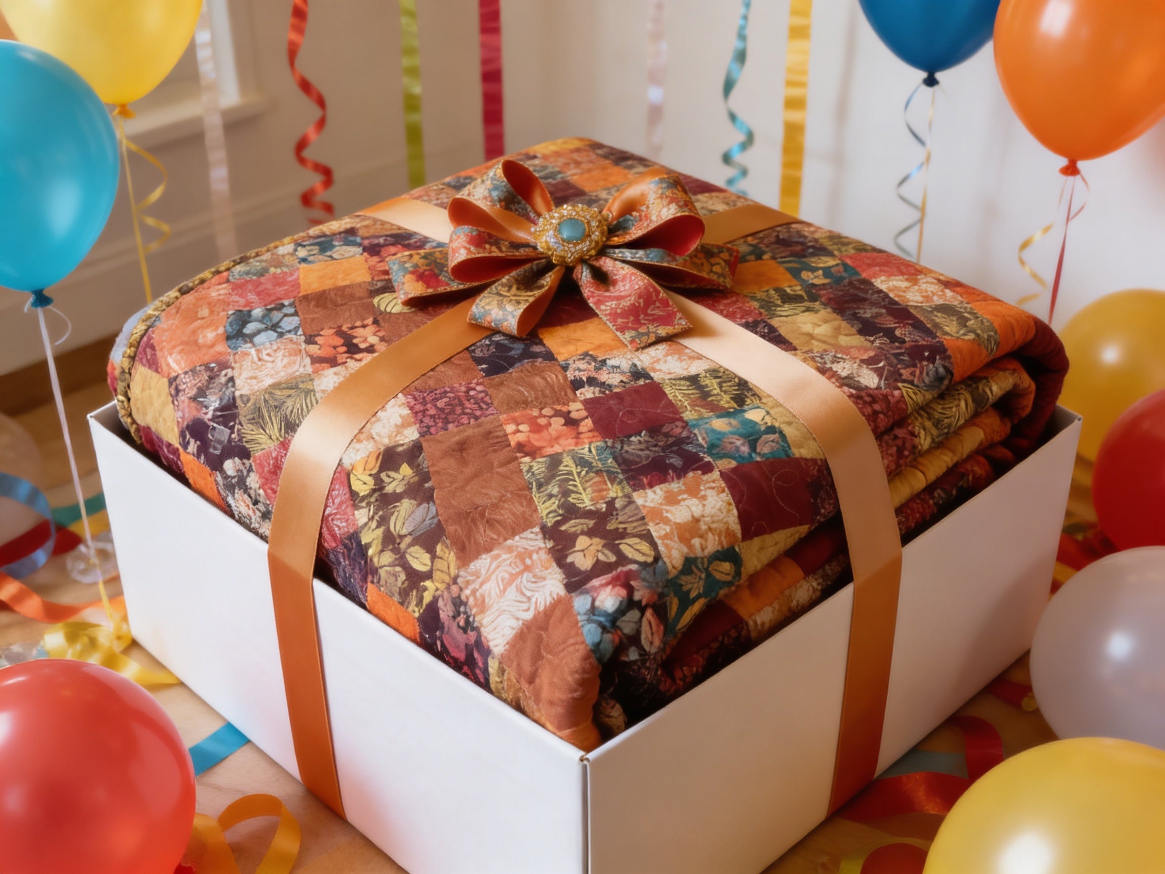 Handmade Earth Tone Patchwork Quilt – Queen Size Cotton Comforter Bedspread