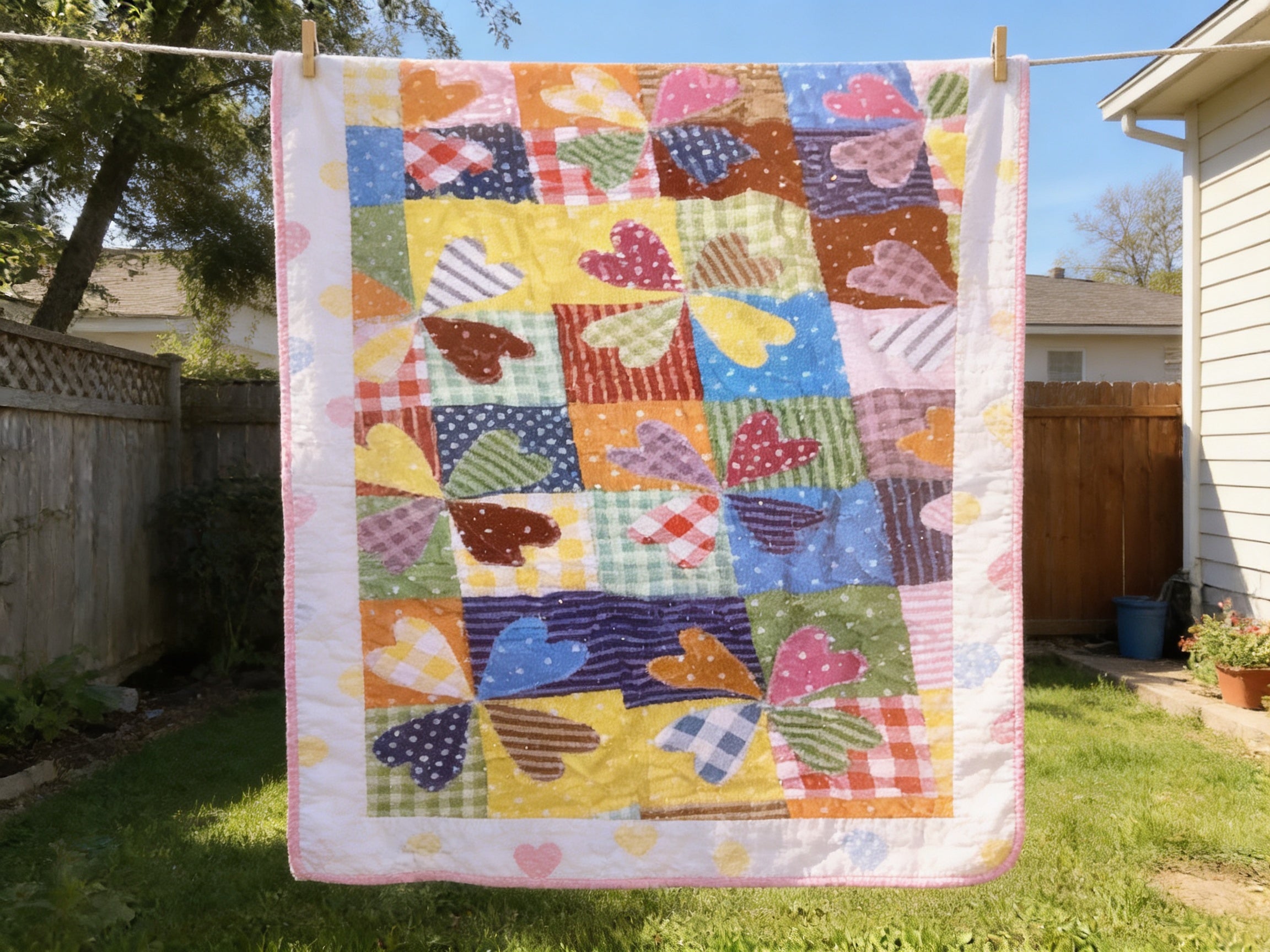 Applique Personalize   Hearts of Love quilt. baby quilt blanket baby shower newborn lap quilt comforter bedspread throw blanket