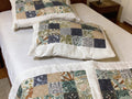 Handmade Blue Floral Cotton Pillow & Bed Runner Set comforter bedspread gift idea