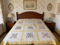 Embroidered Heirloom Quilt in Blooming Rainbow Florals  comforter bedspread throw blanket gift idea