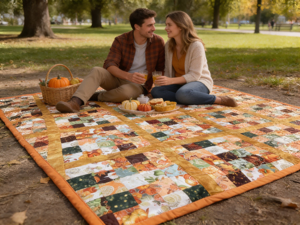 Handmade Full Size Fall Patchwork Quilt  comforter bedspread duvet cover gift idea
