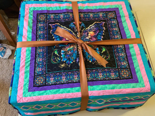 A One-of-a-Kind Butterfly & Dragonfly Reversible Heirloom Quilt comforter bedspread duvet cover throw blanket