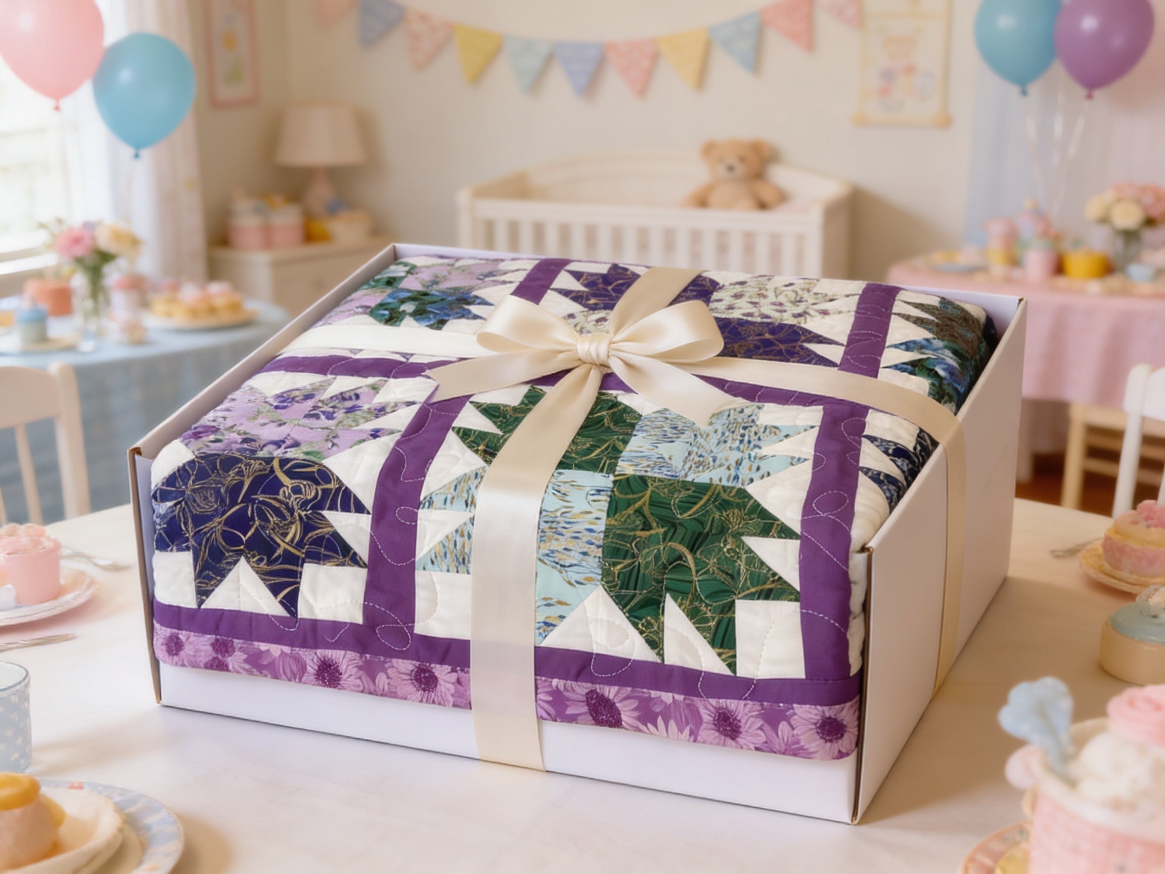 Handmade Purple Star Quilt baby quilt blanket lap quilt  nursery decor baby shower gift comforter duvet cover throw  bedspread