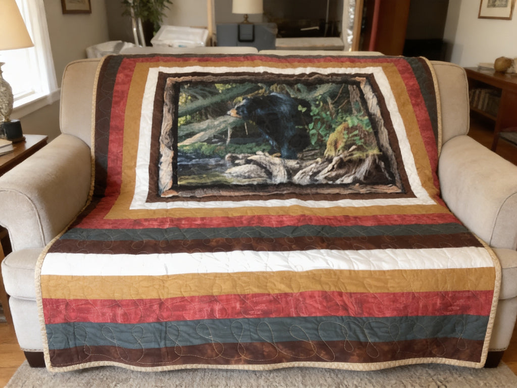 Bear Hugs Quilt & Pillow Set – Handcrafted Full/Queen Cotton Quilt for Cozy Nights" comforter bedspread duvet cover throw blanket