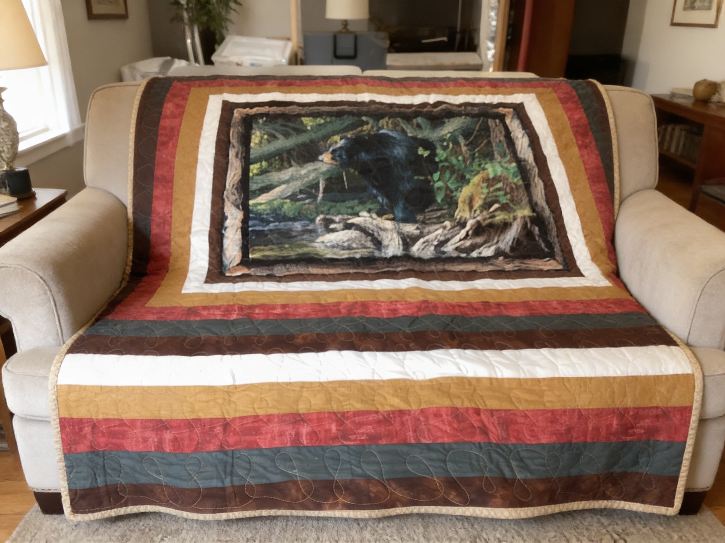 Bear Hugs Quilt & Pillow Set – Handcrafted Full/Queen Cotton Quilt for Cozy Nights" comforter bedspread duvet cover throw blanket