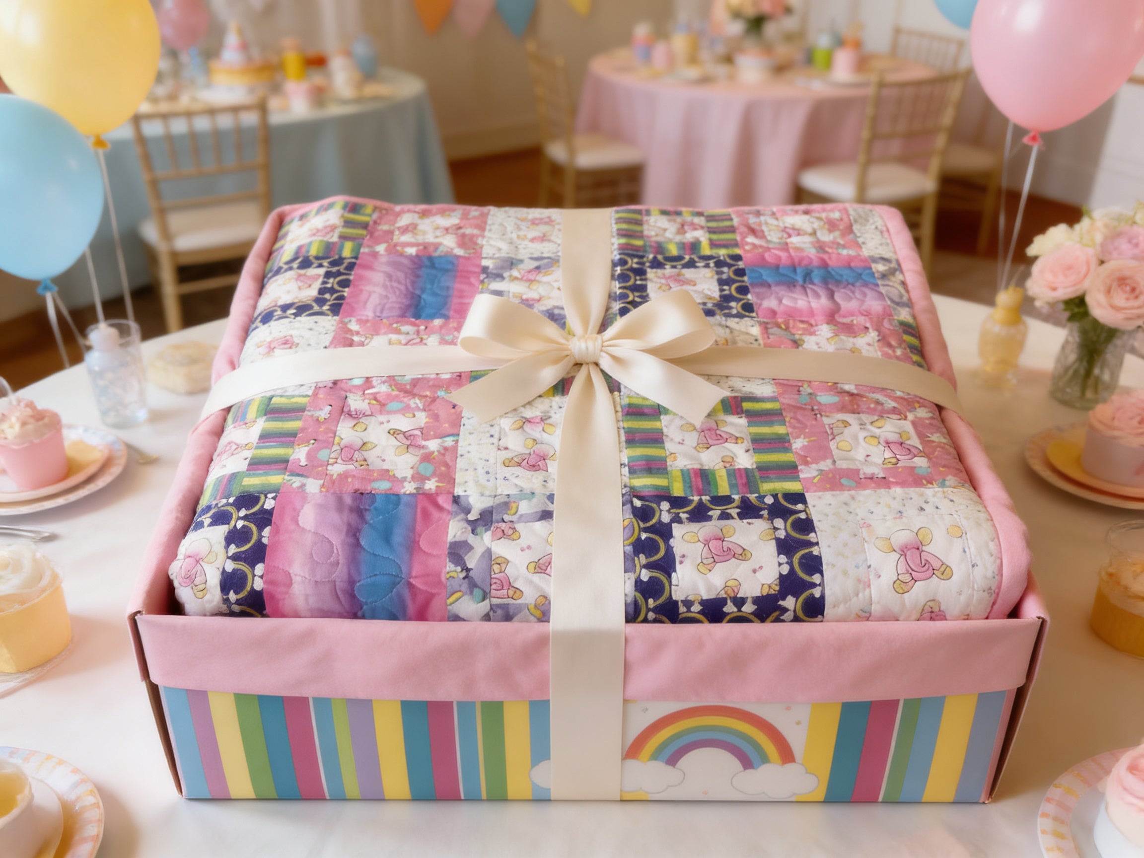 Handmade Pink Floral Baby Quilt or Lap Blanket Lap Quilt baby blanket baby shower gift new born nursery decor bedspread
