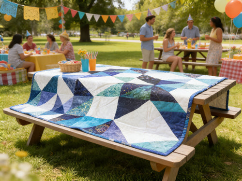 Azure Breeze Boho Quilt – Handmade Lightweight Summer Comfort"  comforter bedspread duvet cover
