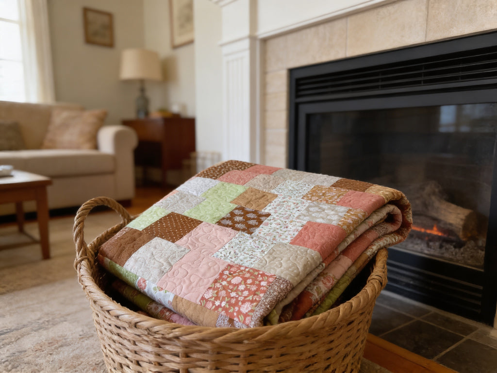 Handmade Brown Tones Full Size Quilt – One of a Kind Cozy Heirloom Blanket,  comforter bedspread duvet cover
