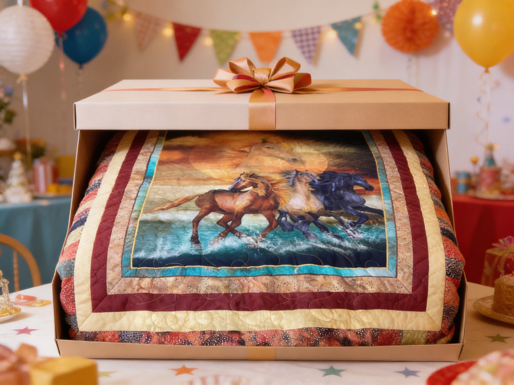 Handmade Horse Quilt Full Size – One-of-a-Kind Running Horses Blanket comforter bedspread duvet cover throw blanket