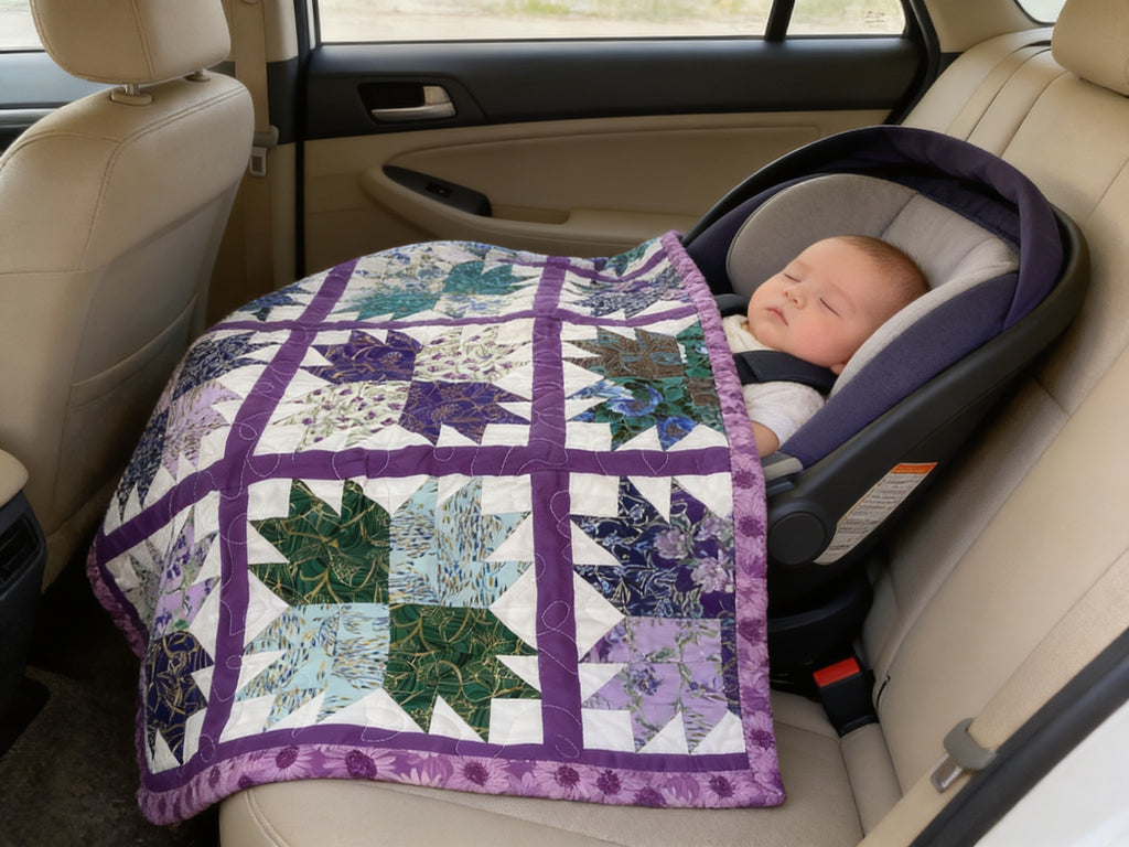 Handmade Purple Star Quilt baby quilt blanket lap quilt  nursery decor baby shower gift comforter duvet cover throw  bedspread
