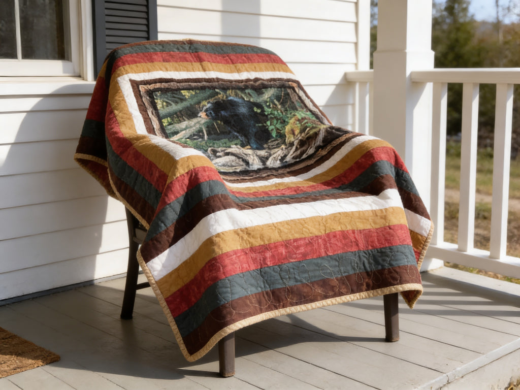 Bear Hugs Quilt & Pillow Set – Handcrafted Full/Queen Cotton Quilt for Cozy Nights" comforter bedspread duvet cover throw blanket