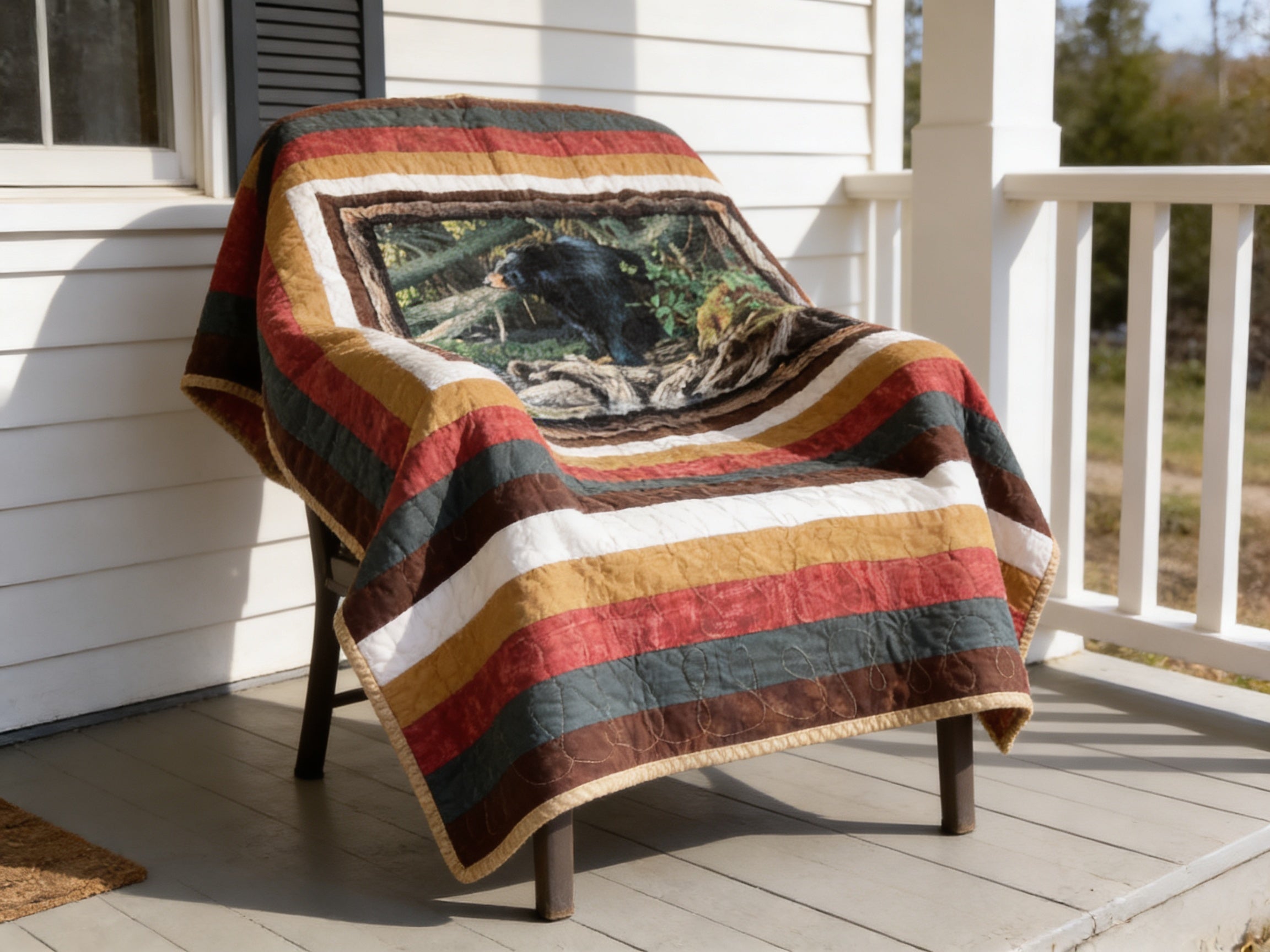 Bear Hugs Quilt & Pillow Set – Handcrafted Full/Queen Cotton Quilt for Cozy Nights" comforter bedspread duvet cover throw blanket