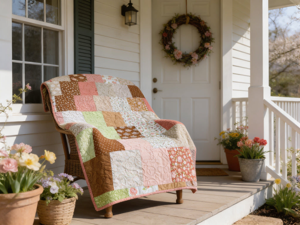 Handmade Brown Tones Full Size Quilt – One of a Kind Cozy Heirloom Blanket,  comforter bedspread duvet cover