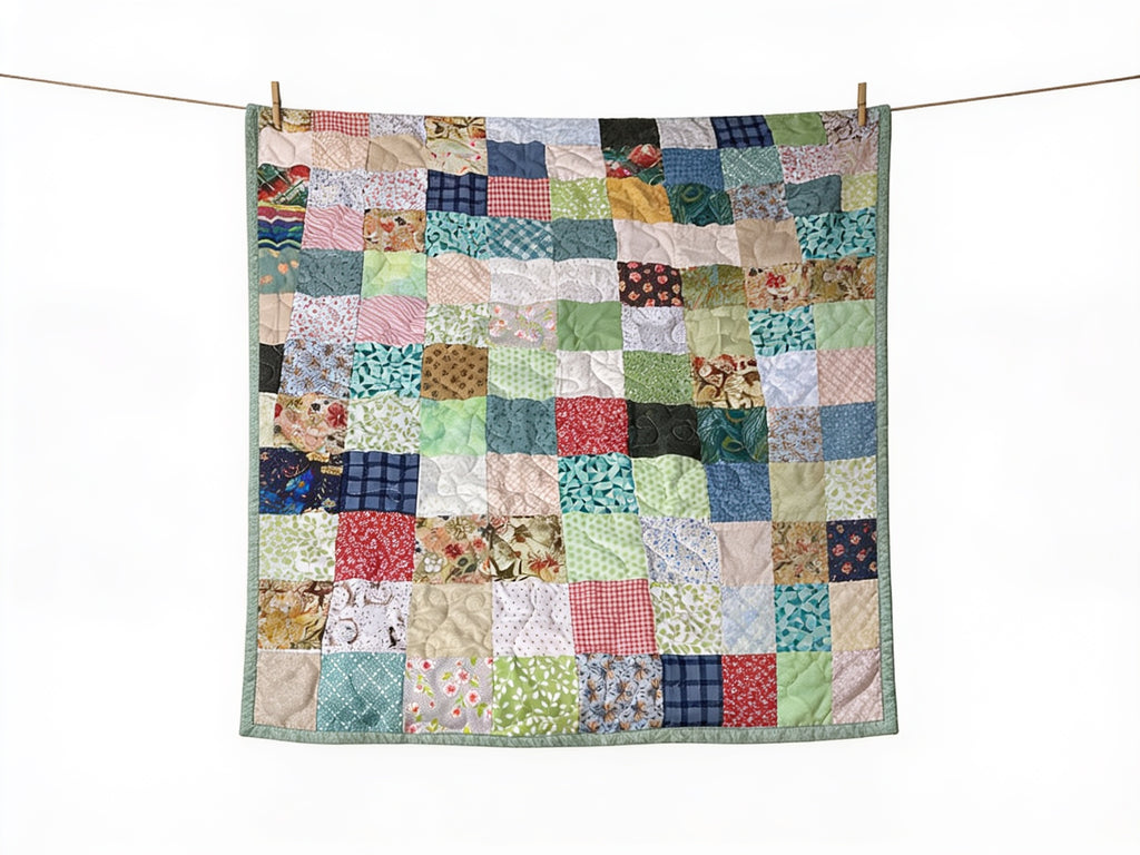 One-of-a-Kind Rainbow Scrappy King Quilt – Handmade Patchwork – Sage Green Reverse – Long Arm Quilted Masterpiece