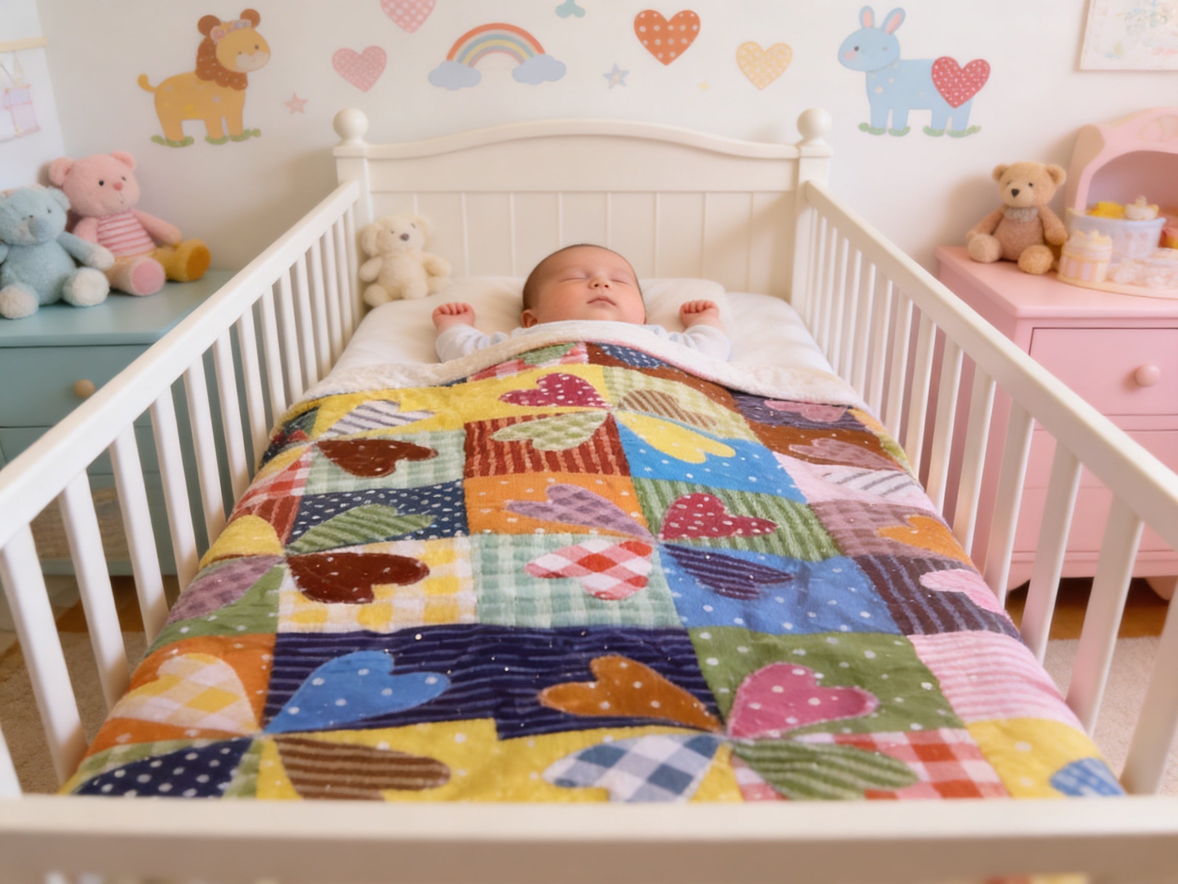 Applique Personalize   Hearts of Love quilt. baby quilt blanket baby shower newborn lap quilt comforter bedspread throw blanket