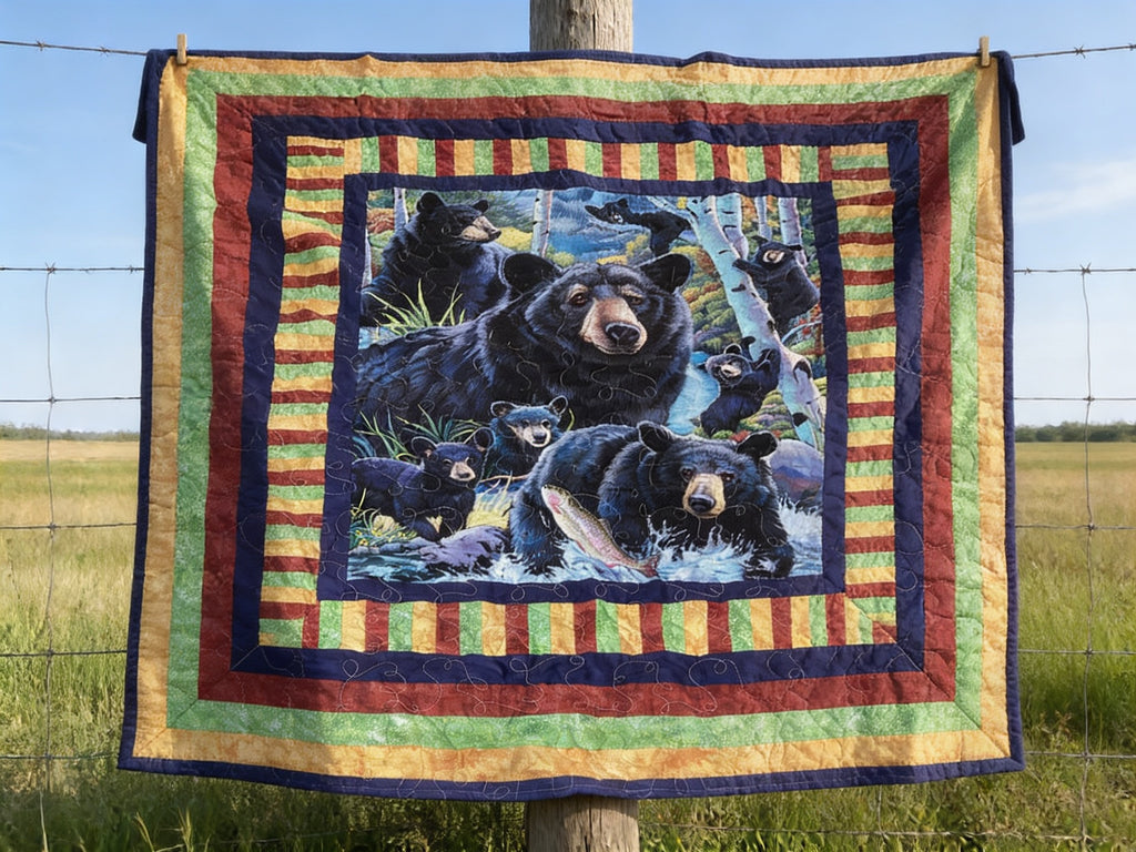Enchanting Bear Hugs Quilt – Handmade Queen Size comforter bedspread duvet cover throw blanket