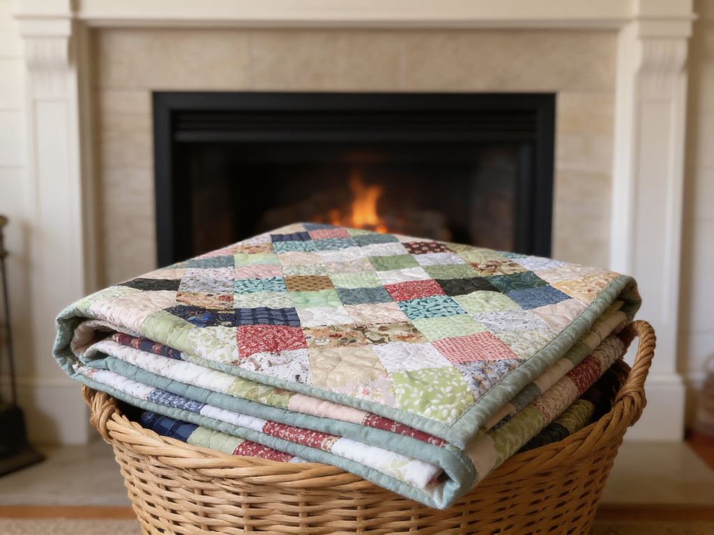One-of-a-Kind Rainbow Scrappy King Quilt – Handmade Patchwork – Sage Green Reverse – Long Arm Quilted Masterpiece