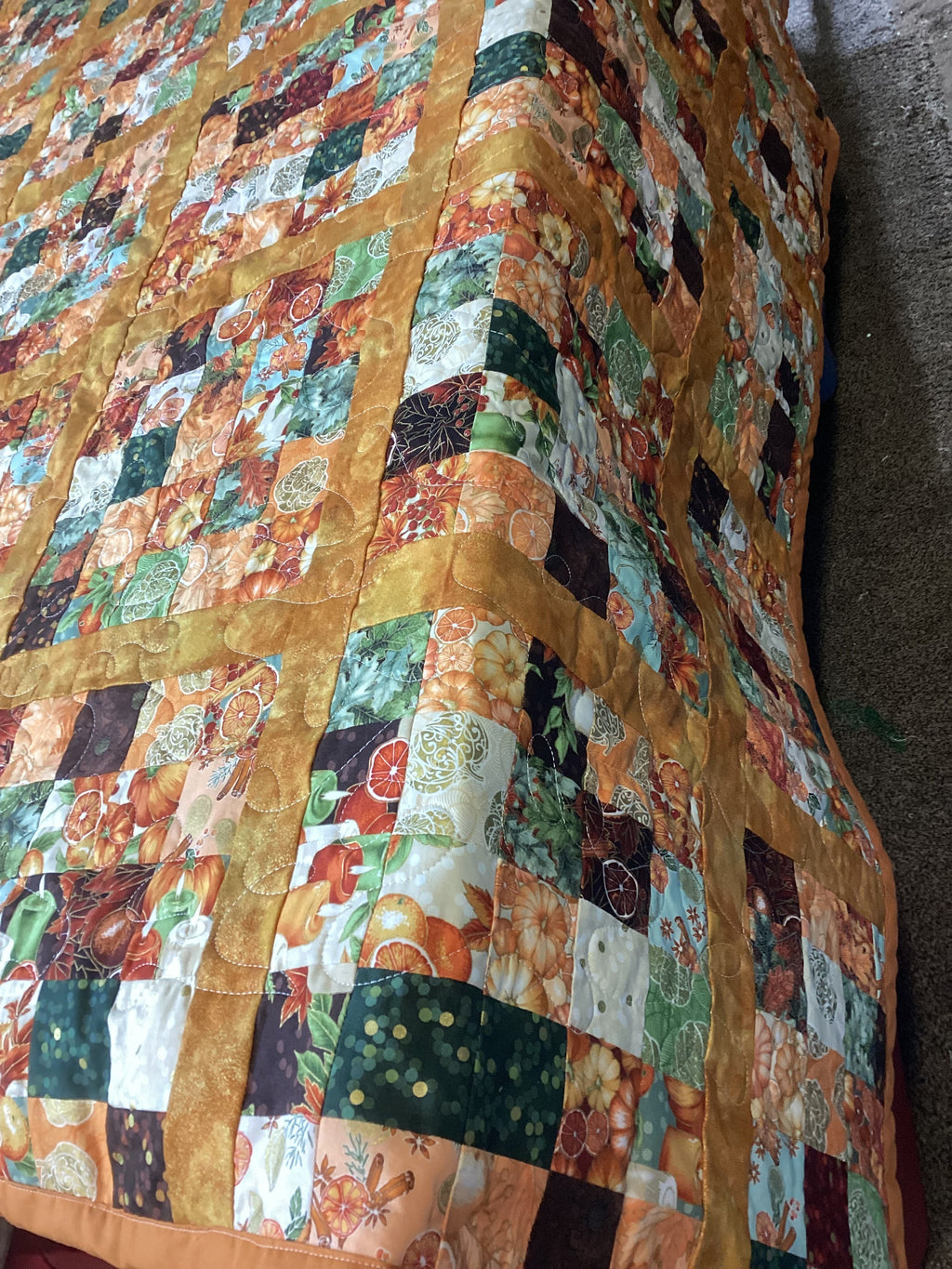 Handmade Full Size Fall Patchwork Quilt  comforter bedspread duvet cover gift idea