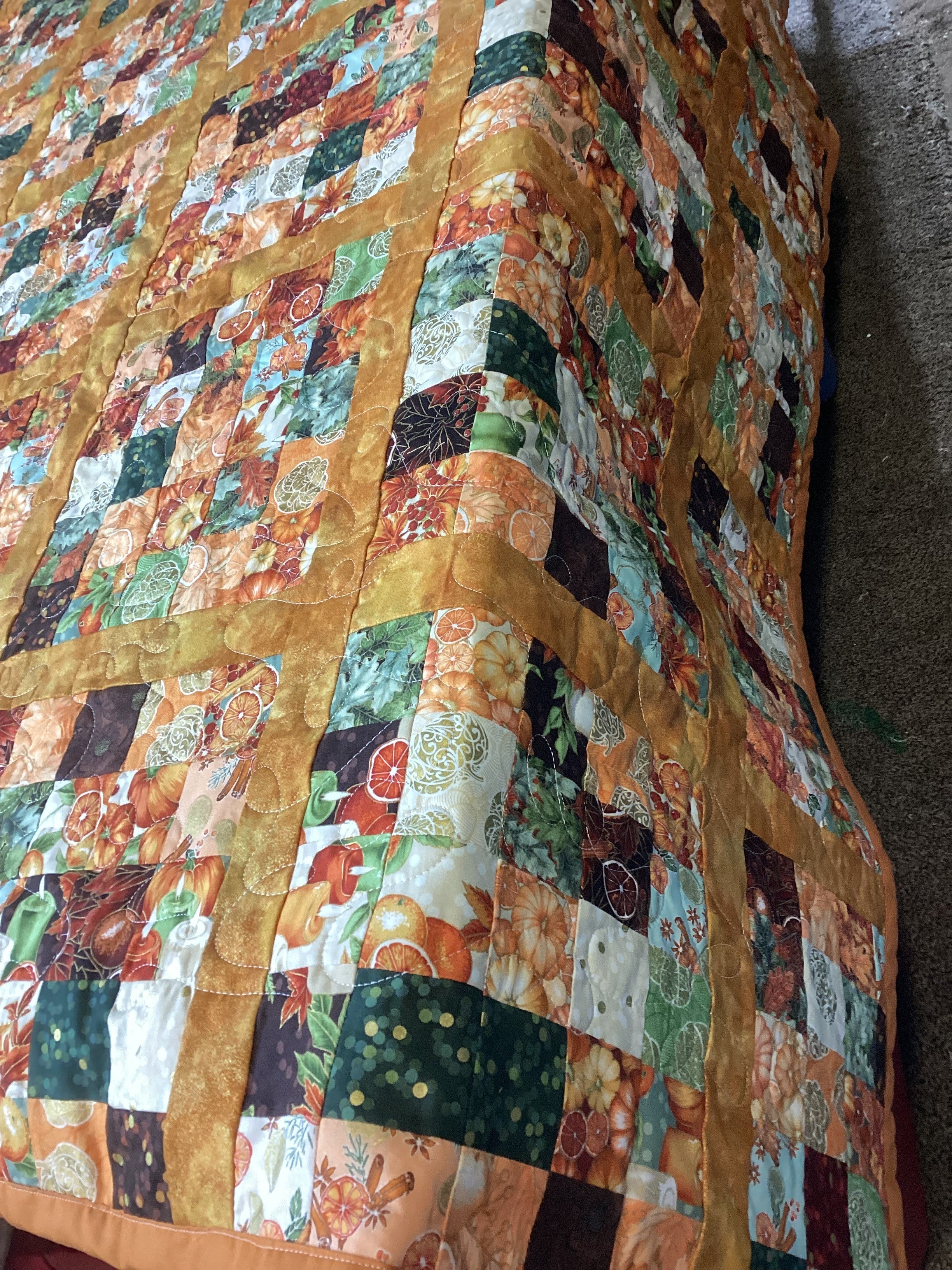 Handmade Full Size Fall Patchwork Quilt  comforter bedspread duvet cover gift idea