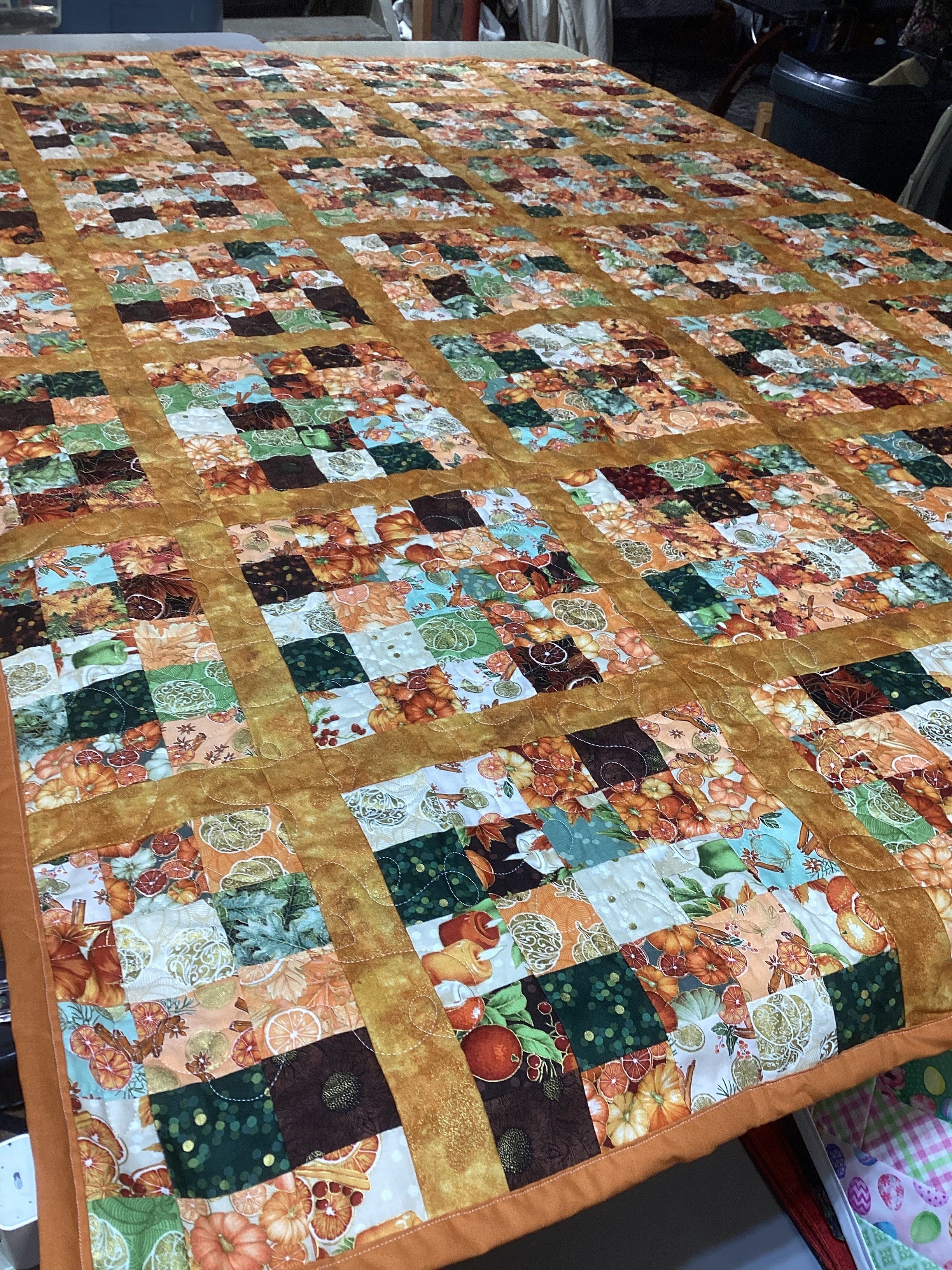 Handmade Full Size Fall Patchwork Quilt  comforter bedspread duvet cover gift idea