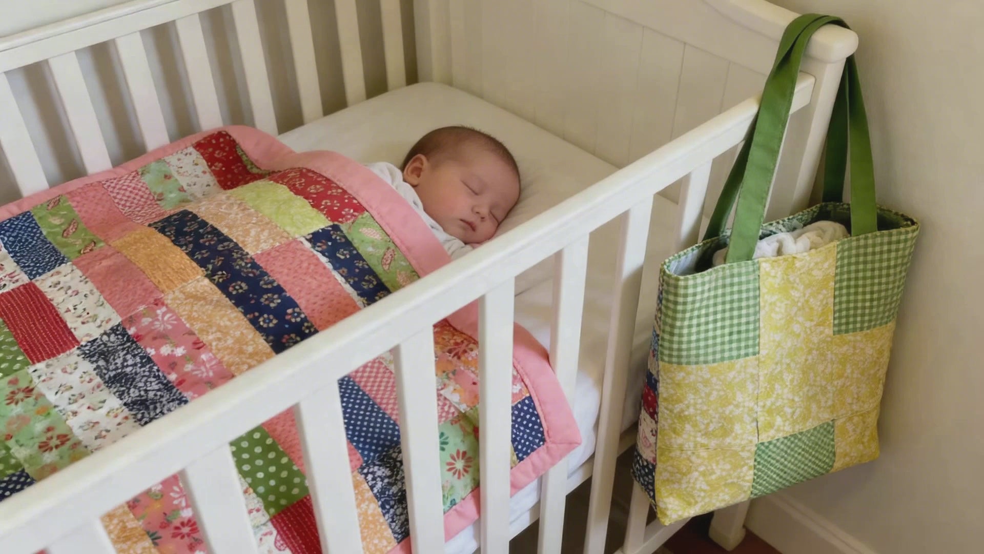 Baby Essentials Set – Handmade Quilt  and Diaper Bag Duo Lap Quilt baby blanket baby shower gift new born nursery decor bedspread